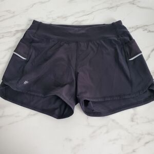 Athleta Girl Shorts Sz LG/12 Black Side Split Lined Intetior w/ Pockets